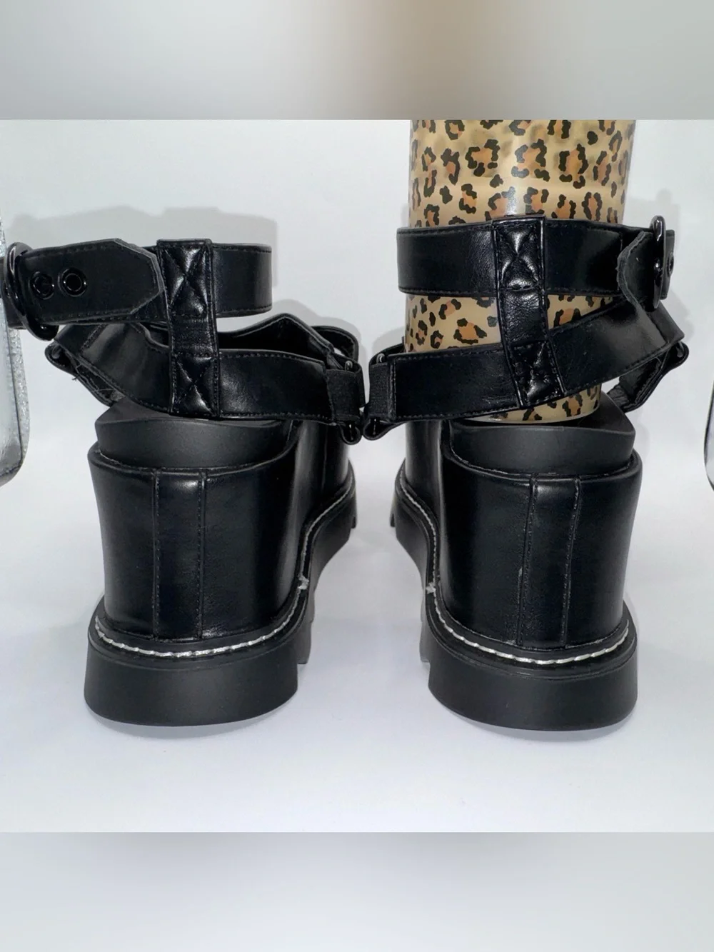 Platform Lug Sandals in Black - Chunky Strap Women’s Platforms